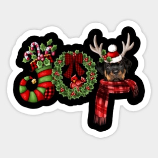 Christmas Joy Dwarf Stocking Reindeer Rottweiler Sticker